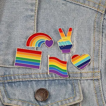 Rainbow емайл щифт лесбийки гордост раница брошки ревера LGBTQ метални щифтове за жени и мъже облекло чанта декорация бижута подарък