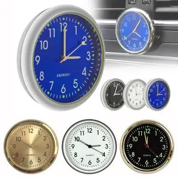 Универсален кръгъл автомобилен часовник Светещи мини автомобили Вътрешна механика на цифровия часовник Кварцови часовници Авто орнамент 40mm