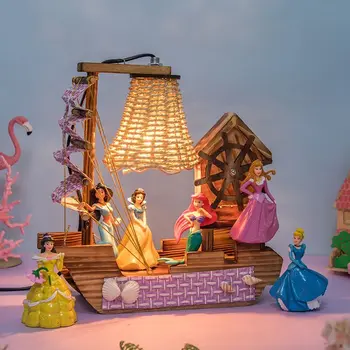 Disney Снежанка Мики Маус карикатура кукла LED настолна лампа творчески часовник музикална кутия нощна лампа Начало декор настолен орнамент