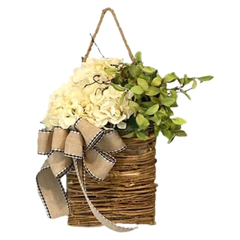 Пролет Wildflower врата висящи кошница венец пролет добре дошли знак Великден ден за входна врата, Великден декор