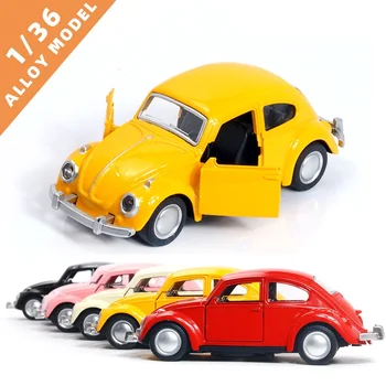 Beetle Diecast Pull Back Car Модел играчка Нова прекрасна реколта за деца подарък декор сладък фигурки миниатюри