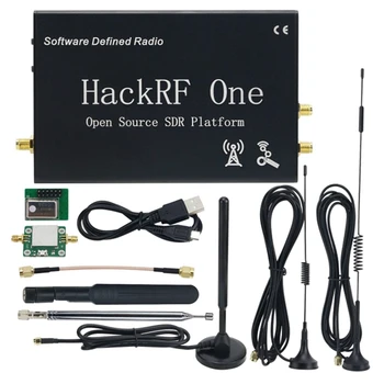 1Mhz-6Ghz За Hackrf One R9 V1.7.0 SDR Софтуерно дефиниран радиоприемник Сглобен черен корпус W / LNA антени Лесно инсталиране