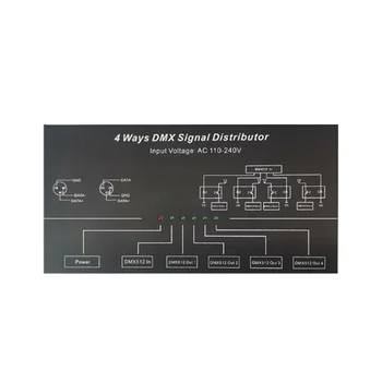 AC100V-240V вход DMX512 1 до 4 Hub DMX сигнал ретранслатор сплитер 4 XLR-3 изход разпределител усилвател на мощност EU Plug