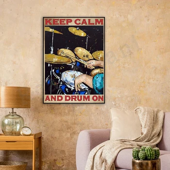 Keep Calm And Drum On Poster, Drum Lover Poster, Drum Lover Gift, Drummer Gift