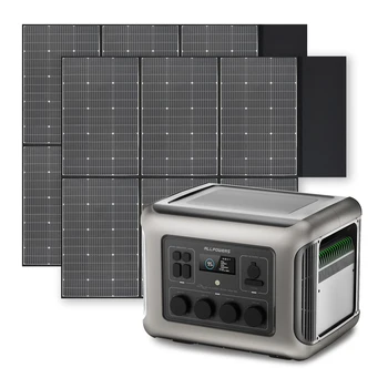 ALLPOWERS Слънчев генератор R2500, 2016Wh капацитет с 600W / 1200W слънчеви панели, 4x2500W AC изходи, преносима електроцентрала