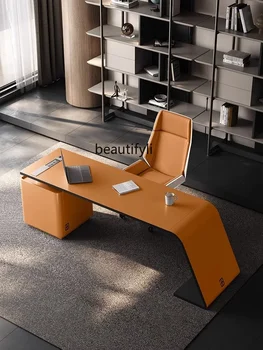 Light Luxury Modern Boss Desk L-образно бюро Компютърен дизайнер Домашно бюро