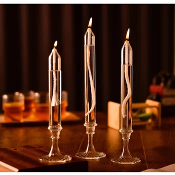 Декомпресионни свещници за висулка от стъкло за маса Стъклена маслена лампа Прозрачен скандинавски стил романтичен свещник