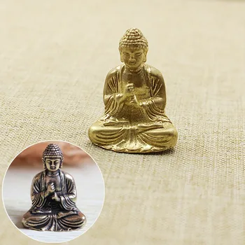 Чист месинг миниатюрни Shakyamuni Буда декорация Начало декор миниатюрни фигурка градина миниатюрни фигурка