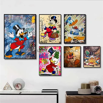 Canvas Painting Disney Classic Animation Cartoon Donald Duck Плакат и отпечатъци Картини за стена за деца Всекидневна Домашен декор