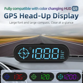 G9 Auto HUD Асистент за безопасно шофиране Head Up дисплей Аларма за скоростомер за кола LED дисплей Прецизна посока на водача GPS пасва на всички автомобили
