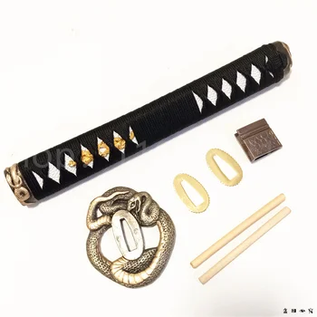 Деликатен Tsuka Katana дръжка сплав част и сплав Habaki Seppa се прилага за японски самурай меч фитинги Anaconda тема нов