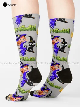 Happy Catoween Хелоуин чорапи американски флаг чорапи карикатура удобни най-добрите момичета спортни 360 ° цифров печат потребителски подарък Harajuku