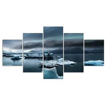 5Pcs Антарктида Лед Пейзаж Платно Картина Стена Арт Декор Картини Плакат HD Печат 5 Панел Стая Декор Абстрактен