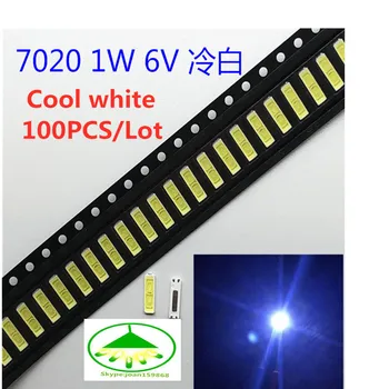 200pcs/Lot Оригинален и добро качество 7020 1W 6V 80MA Студено бял SMD лампа мъниста LED крушка за LED TV подсветка лента ремонт
