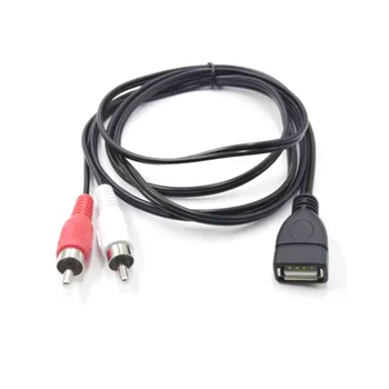 1.5M USB 2.0 A женски гнездо към 2 RCA мъжки щепсел конектор аудио видео удължителен кабел адаптер A07