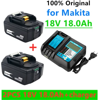 100% BL1860 акумулаторна батерия 18 V 18000mAh литиево-йонна за Makita 18v батерия BL1840 BL1850 BL1830 BL1860B LXT 400+зарядно устройство