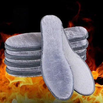 Зимна плюшена топла стелка за обувки Сгъстяване на ботуши за сняг Подметка за обувки Термична вложка за спортно бягане Мъжки женски нагревателни подложки