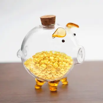 Прозрачно стъкло Прасенце Pig Shaped Money Pot Kids Money Pot Coin Bank Piggy Saving Pot Desktop Декорация