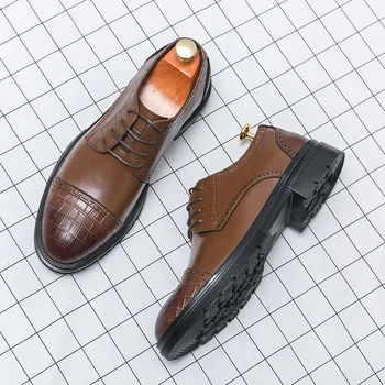 Hot Selling Brand Мъжки обувки от естествена кожа Британски стил Мъжки официални обувки Мъжки офис бизнес обувки Мъжки ежедневни обувки
