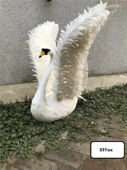 огромна симулация крила лебед модел пяна &перо един голям бял лебед птица подарък около 60x85cm xf0993