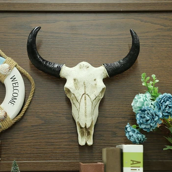 Bull Head висулка стена висящи Longhorn крава череп главата смола фалшиви фигурки крава череп рог 3D животните дивата природа скулптура