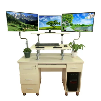 Компютърно бюро, изправено офис бюро, висящо бюро с двоен екран, повдигаща маса