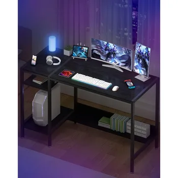 офис бюра Домашно бюро с регулируемо пространство за съхранение Ъглова маса с модерен дизайн Компютърно игрално бюро за 2 монитора