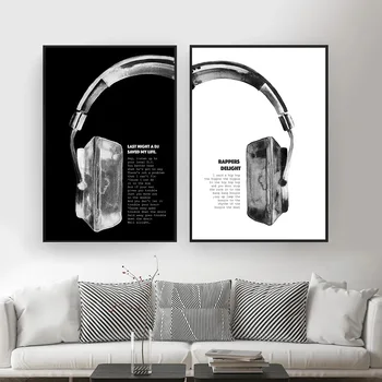 Хип-хоп рапър наслада текстове музика цитат голям плакат и печат слушалки стена изкуство картина за хол дома декор декоративни