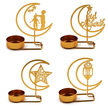 Арабска метална луна Златен свещник Романтична маса за хранене