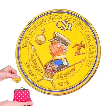 позлатена възпоменателна монета Чарлз III корона корона метални монети гладки повърхности занаяти сувенирни подаръци за семейни приятели