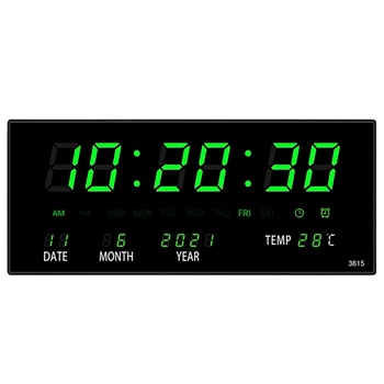 LED вечен календар електронен часовник цифров стенен часовник аларма почасово звънене температура настолни часовници домашен офис търговия на дребно