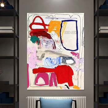 Стенни завеси Произведения на изкуството Модерни големи стенописи Изкуство Цветна акрилна живопис Интериор Хотел Декоративен елемент Ръчно изработени абстрактни парчета