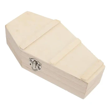 Хелоуин подаръчна кутия Шестоъгълна ковчег дървена кутия за съхранение на бонбони DIY аксесоари Дървен шестоъгълен ковчег бонбони подарък