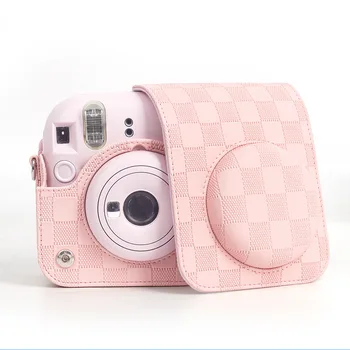 За Fujifilm Instax Mini12 камера Checkerboard Checker ретро камера чанта с презрамки открит съхранение фотография чанта