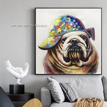Горещите продажби Старлинг куче ръчно изработени абстрактно изкуство върху платно животински маслени картини за Lving стая декор цвят без рамки