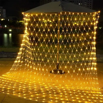 Thrisdar 2x2m 3x2m 6x4m LED мрежа Mesh фея низ светлина Коледно дърво обвивка светлини открит сватбено парти завеса венец светлина