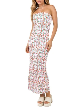 Елегантна макси рокля с флорален принт Ruffle Detail и задна цепка - идеална за летни партита и клубни вечери