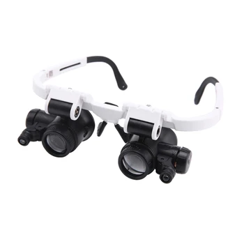 Head-Mount LED лупа прибиращ се- свободни ръце двойно око лупа бижута очила