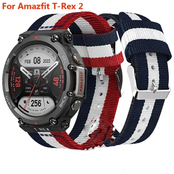Найлонова платнена каишка за Amazfit T-Rex 2 Smart Watch Band Метални гривни за ключалка за Xiaomi Huami Amazfit T Rex2 Correa