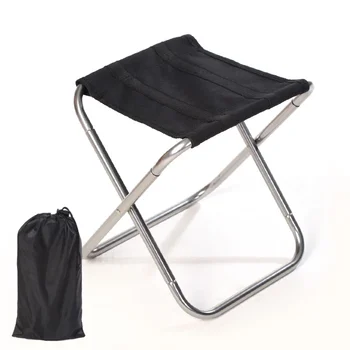 Сгъваем малък стол за риболов на табуретка Пикник къмпинг стол сгъваема алуминиева кърпа на открито преносима лесна за носене градинска мебел