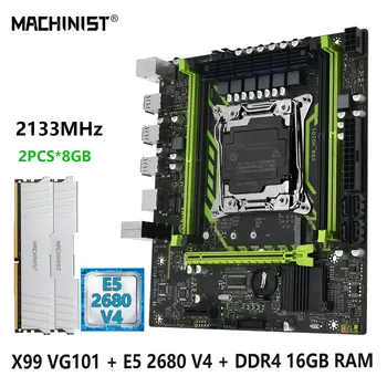 MACHINIST X99 VG101 Комплект дънни платки LGA 2011-3 Комплект Xeon E5 2680 V4 процесор DDR4 2PCS * 8GB RAM NVME M.2 SSD USB3.0 M-ATX