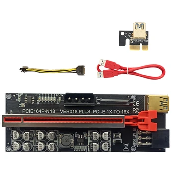 VER018 PLUS PCI-E щранг карта PCI-E 1X до 16X USB3.0 60Cm графична щранг карта с 12 твърди кондензатори за добив