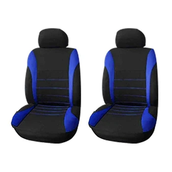 2X Предни калъфи за столчета за кола Предна въздушна възглавница Готова спортна кофа Капак на седалката, 2-парче комплект автомобили Калъфи за седалки (черно + синьо)