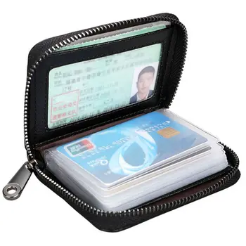 Жени мъже портфейл RFID естествена крава кожа многофункционален държач за карти чанта с 20 слотове за карти