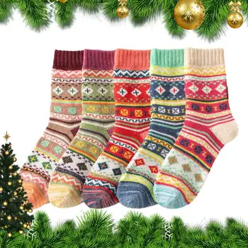 Дебели плетени чорапи реколта топли дамски ежедневни зимни чорапи влага-wicking зимни чорапи за спортни офиси училище дом и