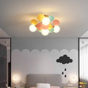Модерно LED таванно осветително тяло за детска стая и пътека, спалня осветление желязо лист стъкло топка цвят полилей