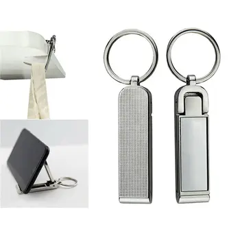 Silver Desk чанта притежателя преносим чанта кука цинкова сплав ключодържател закачалка сгъваема 2 в 1 стойка за мобилен телефон