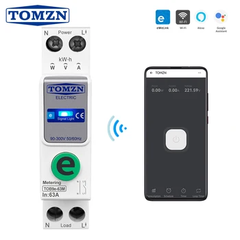 TOMZN TOB9e-63M Ewelink 110V 220V WIFI интелигентен електромер Kwh измерване мониторинг прекъсвач таймер реле Smart Home 63A