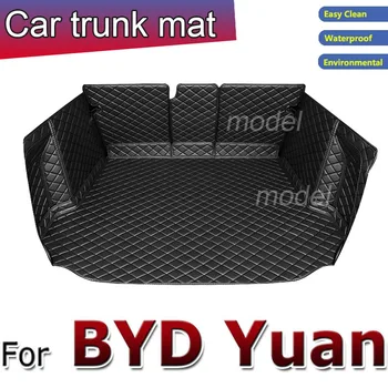 Багажник Мат за BYD Yuan Plus Atto 3 2021 ~ 2023 Водоустойчиви подложки Кожена кола Задни стелки за багажник Организатор на резервоари за кола Мат Аксесоари за кола