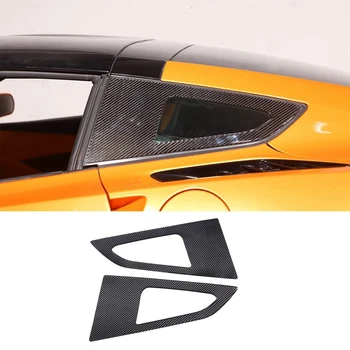 За Corvette C7 2014-2019 меки въглеродни влакна кола задно странично стъкло жалузи капак подстригване стикер аксесоари части